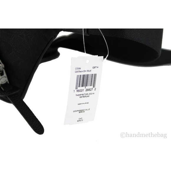 NWT Coach Men's Thompson Black Varsity Stripe Belt Bag Logo Jacquard Canvas LGE - Picture 4 of 10